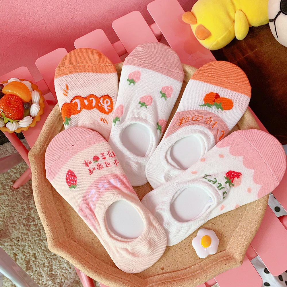 Vớ Cotton Cổ Thuyền In Họa Tiết Trái Cây Hoạt Hình Siêu Nhẹ Thời Trang Mùa Hè Xinh Xắn Cho Nữ