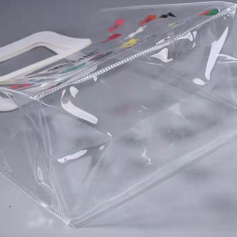 Túi xách nhựa PVC trong suốt in họa tiết hoa phong cách Hàn Quốc đáng yêu dành cho nữ