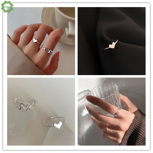 2 Nhẫn hở hình trái tim có thể điều chỉnh kích thước thời trang cá tính cho nữ