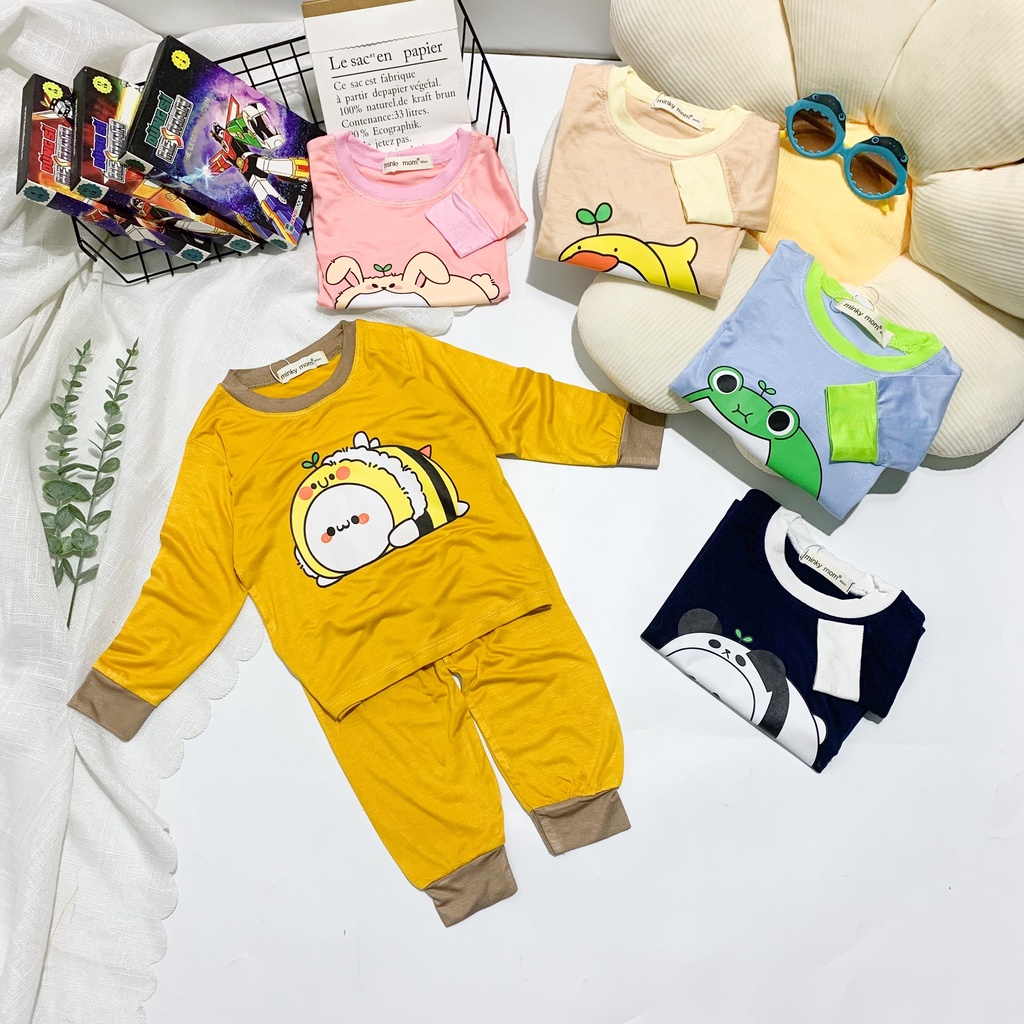 [SALE] Bộ Quần Áo Bé Gái, Bé Trai Minky Mom Hoạ Tiết Gấu Trúc Đáng Yêu, Bộ Dài Tay Thun Lạnh Cho Bé Mặc Nhà MKMTD2218