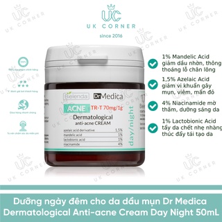 [Bill UK] Kem dưỡng ngày đêm cho da dầu mụn Bielenda Dr Medica Dermatological Anti-acne Cream Day Night 50mL