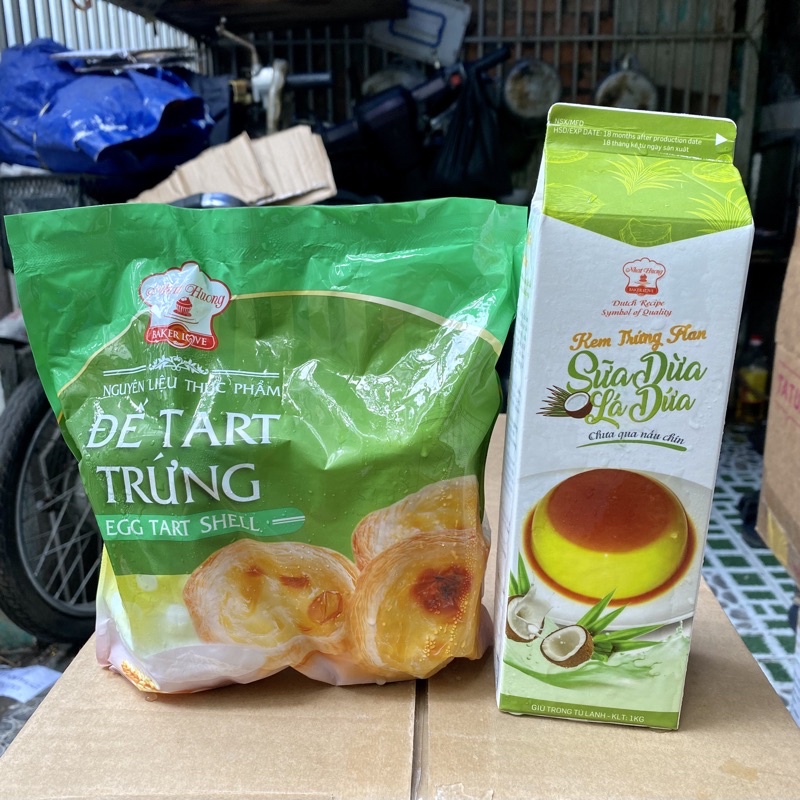 Combo đế bánh tart trứng và kem sữa dừa lá dứa Nhất Hương