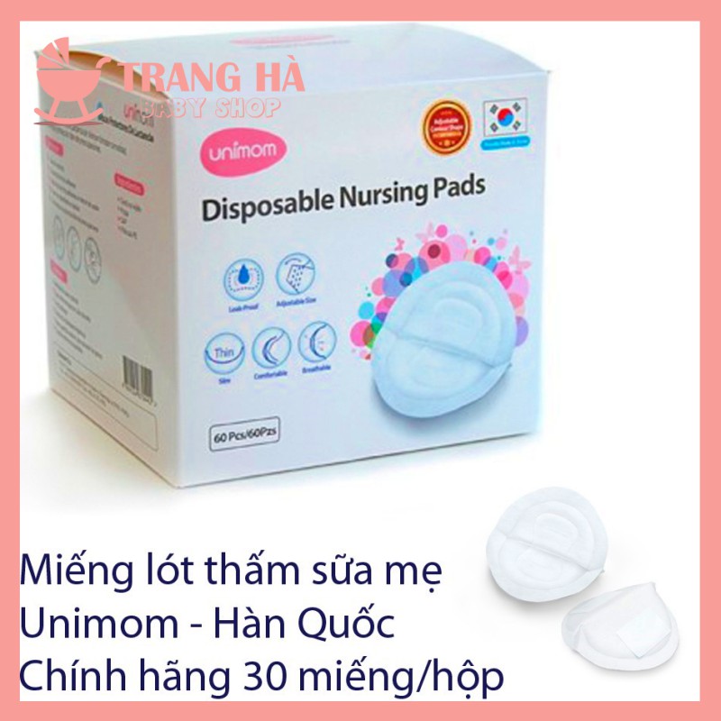 CHÍNH HÃNGMIẾNG LÓT THẤM SỮA MẸ DÙNG 1 LẦN UNIMOM (30 MIẾNG/ HỘP)