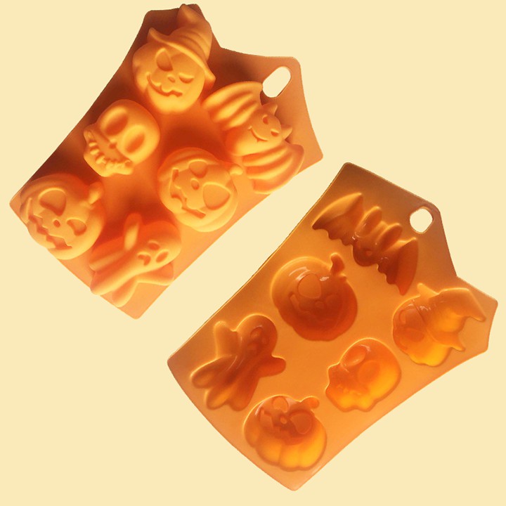 HCM - Khuôn silicon Dơi Bí đỏ Halloween làm bánh bông lan nướng, đổ rau câu pudding
