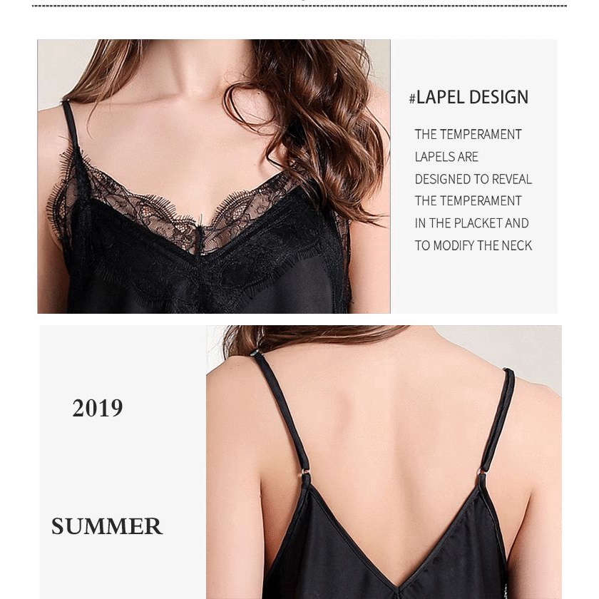 Bộ quần áo ngủ cổ chữ V phối ren thời trang dành cho nữ