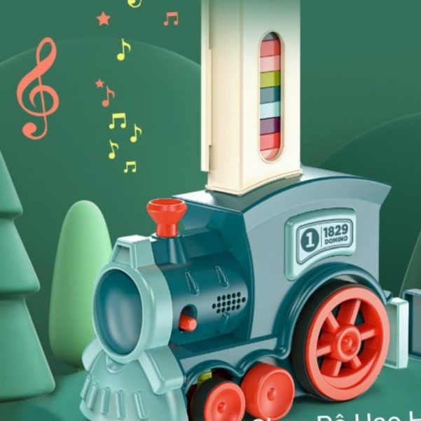 Xe đồ chơi tàu hỏa, xe lửa xếp domino tự động phát nhạc cho bé