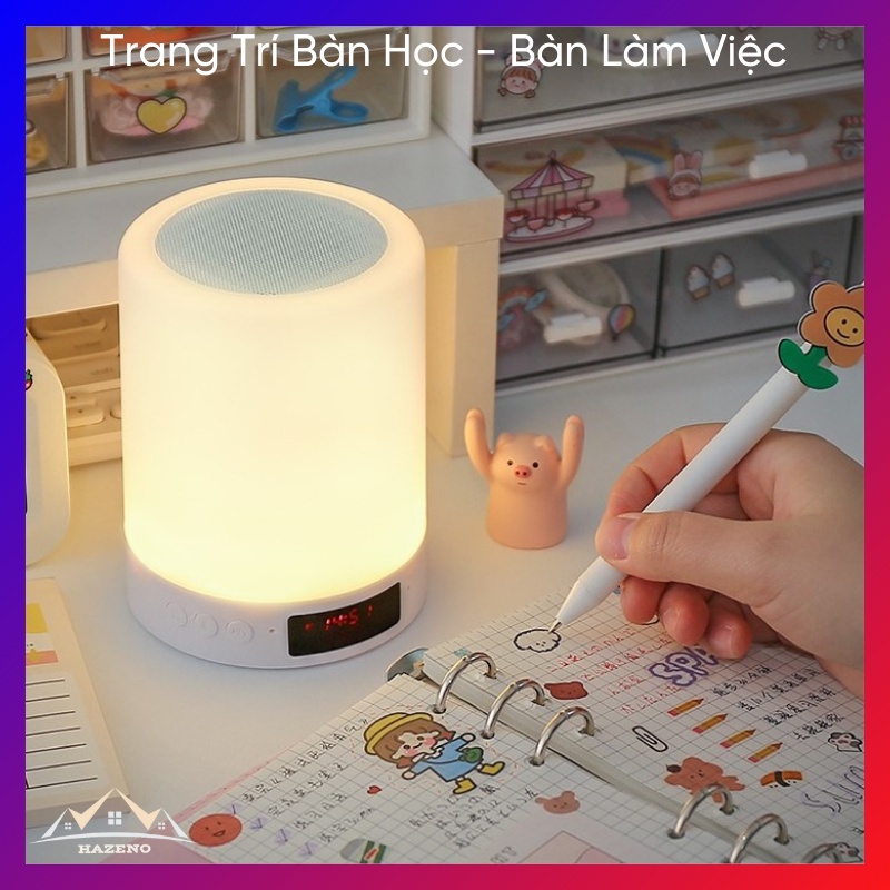 Loa Bluetooth Cảm Biến Led Theo Nhạc, Loa Bluetooth Thông Minh Kèm Đèn Ngủ 7 Màu Có Đồng Hồ Báo Thức HAZENO ZN024