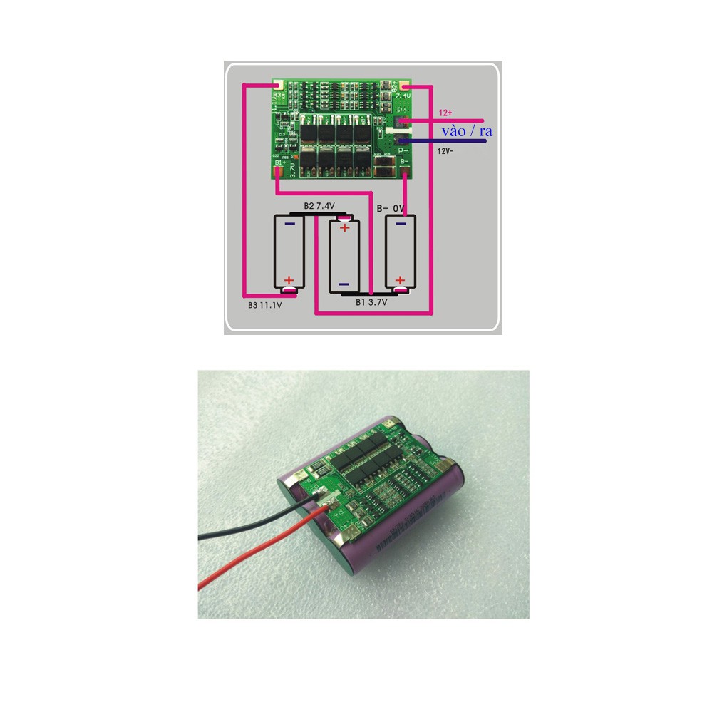 Mạch 3S 12,6V 40A Mạch Sạc Cân Bằng Và Bảo Vệ Tự Khôi Phục Auto Recovery