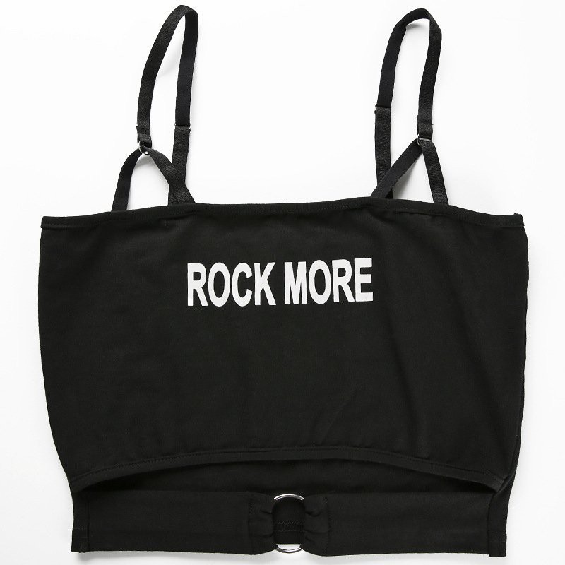 [Mã FASHIONT4WA2 giảm 10K đơn 50K] Áo Croptop sát nách hoạ tiết chữ thiết kế thanh lịch | BigBuy360 - bigbuy360.vn