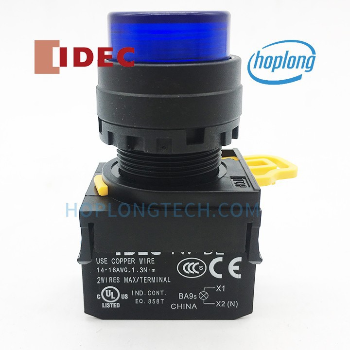 YW1L-M2E10QM3S IDEC Nút nhấn có đèn phi 22 IDEC dạng lồi 1NO nhấn nhả 230/240V màu xanh dương