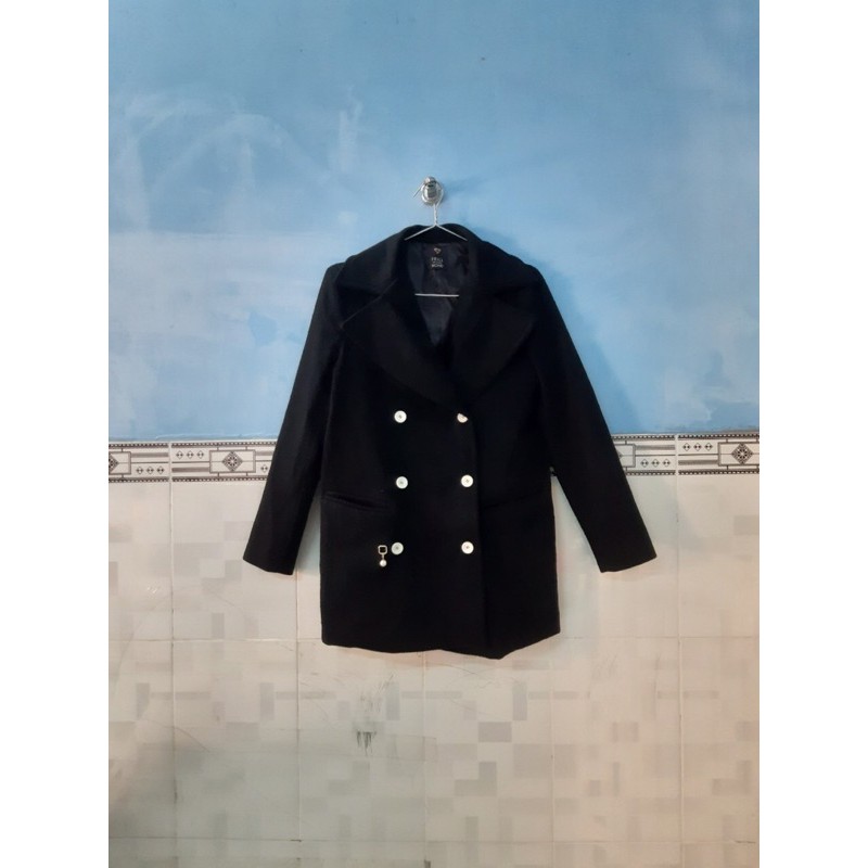 Pas combo áo khoác dạ sợi Hiệu Frill Mond new like màu đen