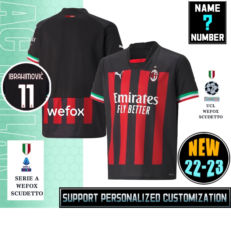 Áo Thun Số 22-23 AC Milan Sân Nhà Jersey s-4xl * Hàng Có Sẵn