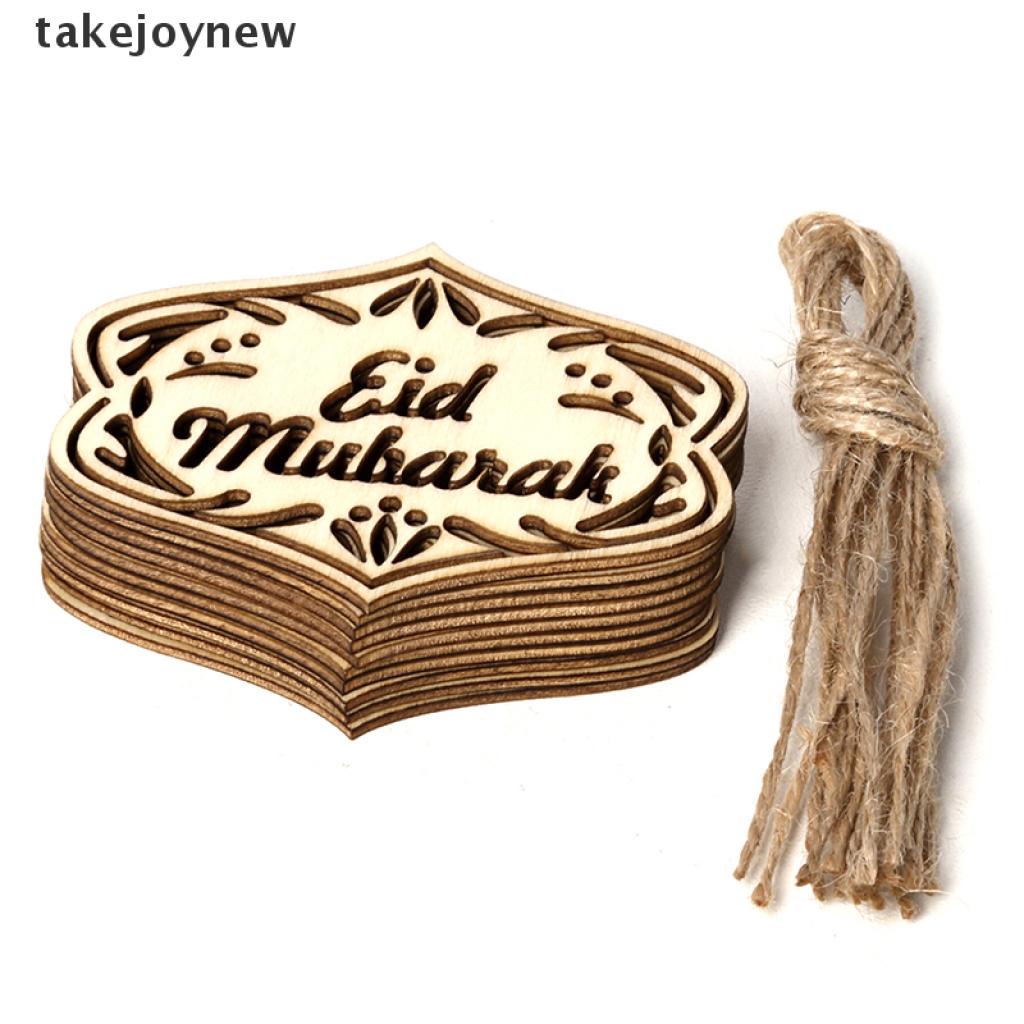 Set 10 Mặt Gỗ Khắc Chữ Eid Mubarak Dùng Trang Trí Diy