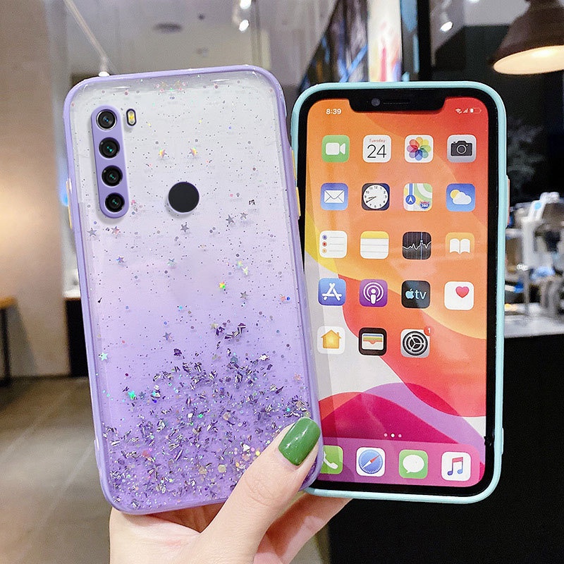 Ốp điện thoại mềm chống sốc họa tiết không gian lấp lánh cho Xiaomi Redmi Note 8