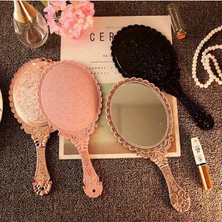 Phong Cách Vintage Hình Bầu Dục Cầm Tay Vanity Gương Gấp Đứng Trang Điểm Trang Điểm Nóng