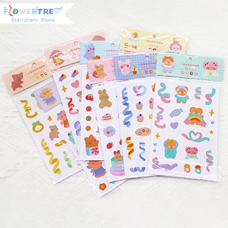 Flowertree Sticker Tờ nhãn dán trang trí sổ sách vật dụng in hình đáng yêu