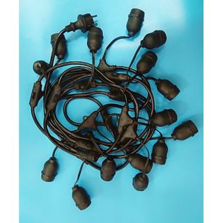 Bộ dây đuôi đèn E27 kín nước 10m 15 đuôi(không có Bóng đèn)