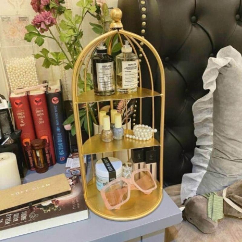 Kệ để mỹ phẩm lồng chim IMA Store 3 tầng thiết kế sang trọng - Kệ decor phòng sang chảnh