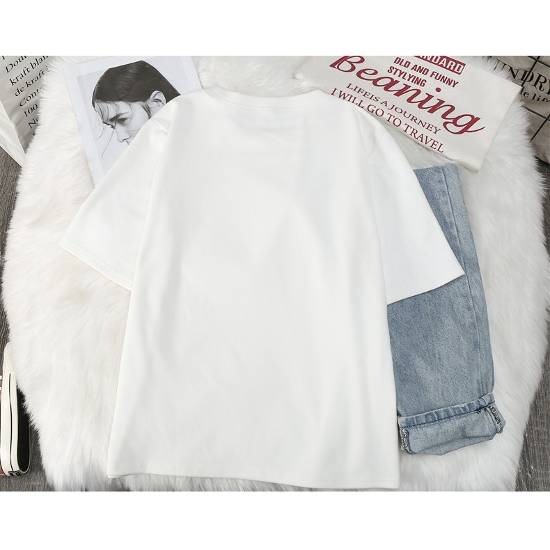 SUXI Áo Thun Tay Ngắn Phong Cách Hàn Quốc