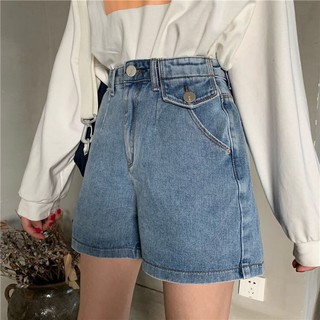 Quần Short jean ngố TÚI NẤP Unisex dáng rộng basic có size