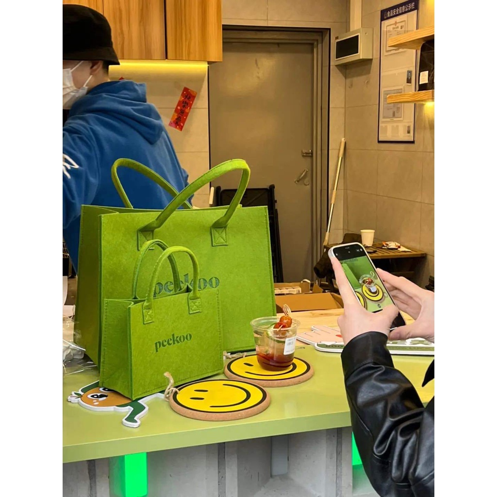 Túi xách tay nữ ban to xanh lá PEKOO nội địa trung hot trend 2022