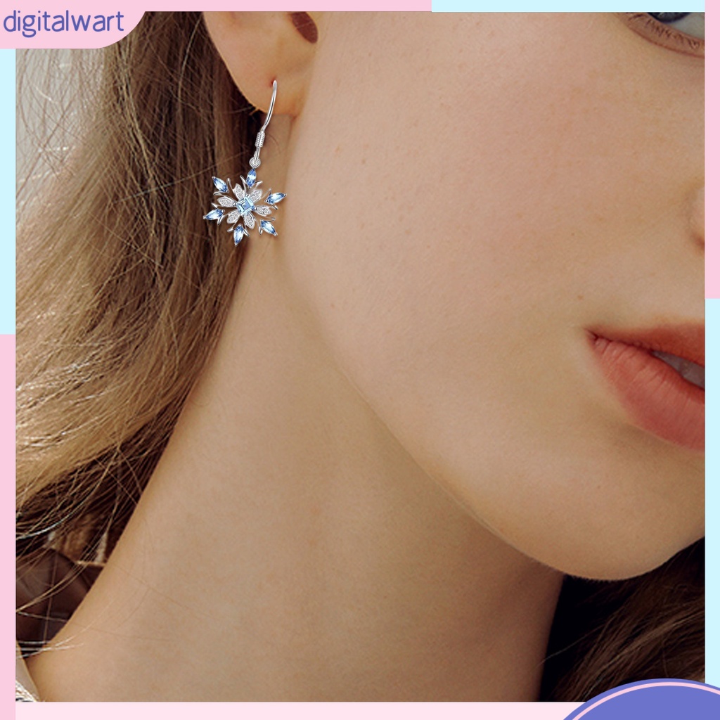 Đôi bông tai dáng rơi họa tiết bông tuyết đính đá thời trang cho nữ