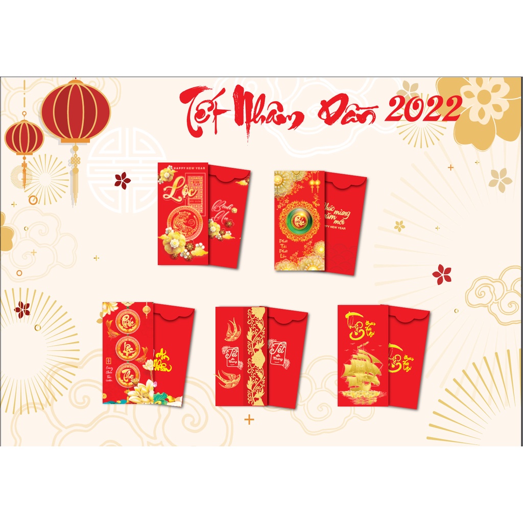 Combo 50 bao lì xì đẹp, lì xì tết 2023 giấy C150 cao cấp