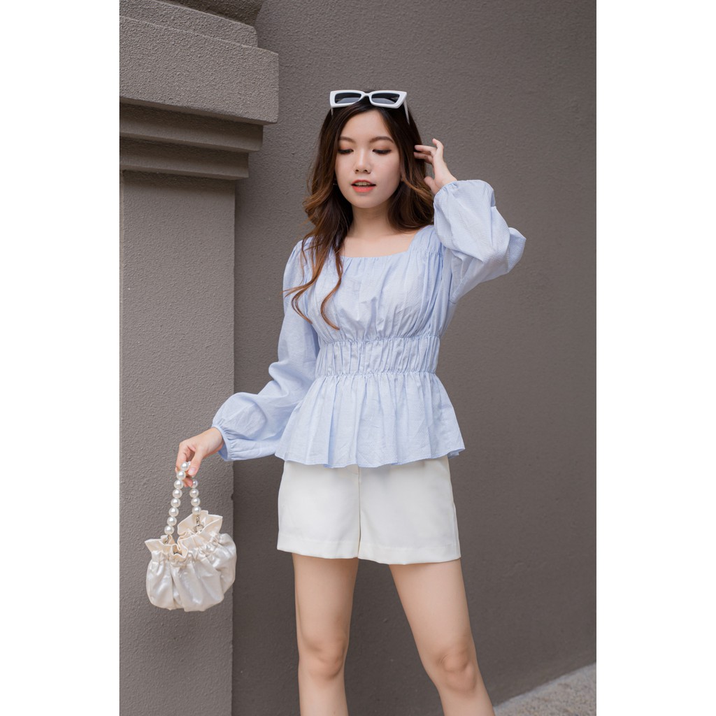 Áo kiểu nữ nhún eo esitto tay phồng phong cách tiểu thư - [ESBLA302] | BigBuy360 - bigbuy360.vn