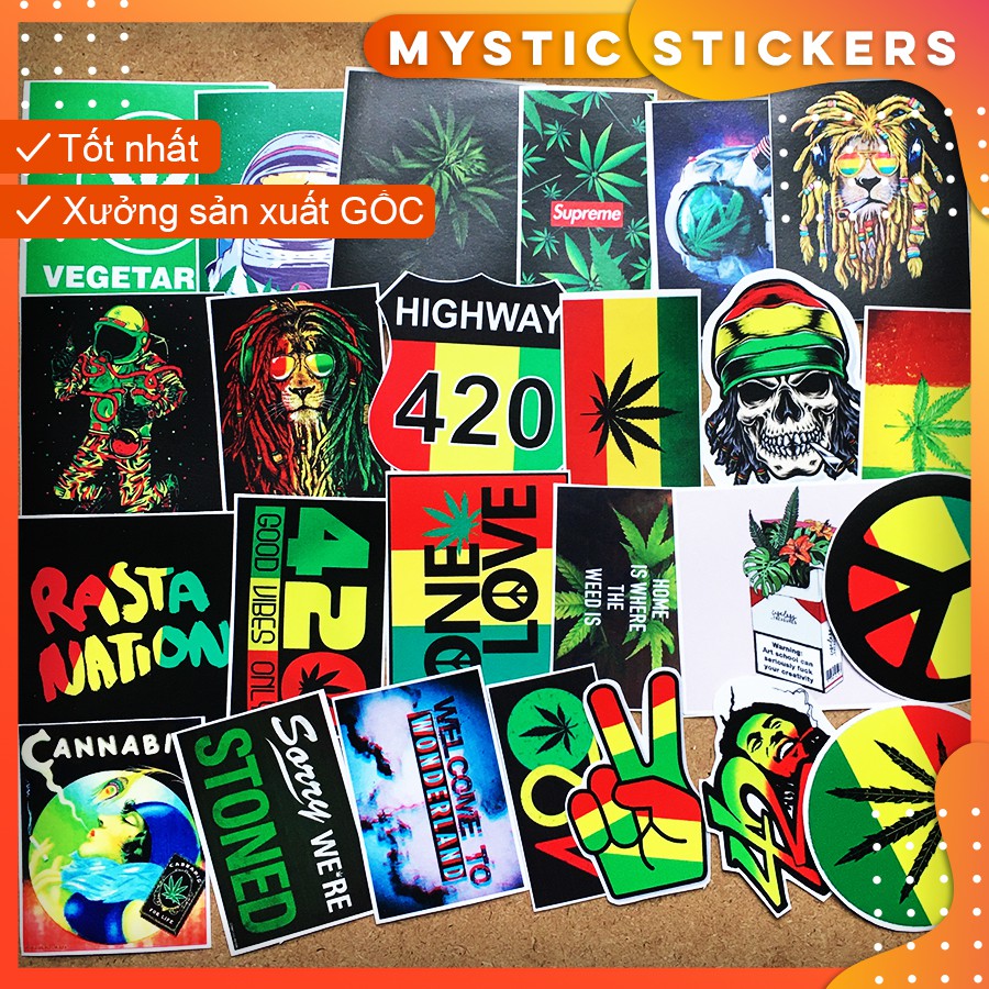 [RASTA-4.2.0] 119 Sticker chống nước/ trang trí, set mix ,dán xe laptop mũ bảo hiểm vali...