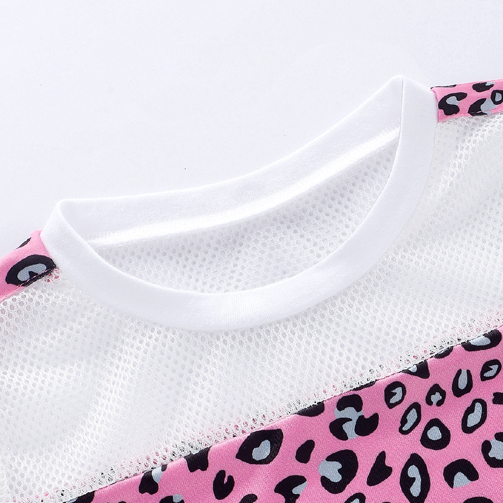 Set Áo Thun Tay Ngắn &amp; Quần Short Họa Tiết Da Báo Cho Bé Gái