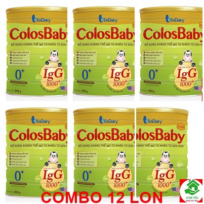Combo 12 Lon Sữa Non ColosBaBy gold IgG1000 800g 0+ DateT06.2022