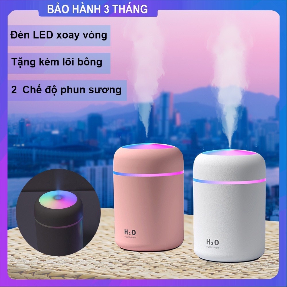 Máy Xông Tinh Dầu Đèn LED Xoay Vòng 7 Màu H20 Máy Phun Sương Mini