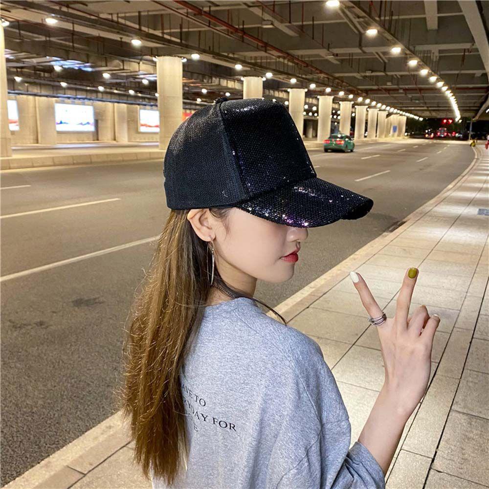 Mũ Lưỡi Trai Phối Lưới Vành Cong Lấp Lánh Có Thể Điều Chỉnh Thời Trang Cho Nam Và Nữ