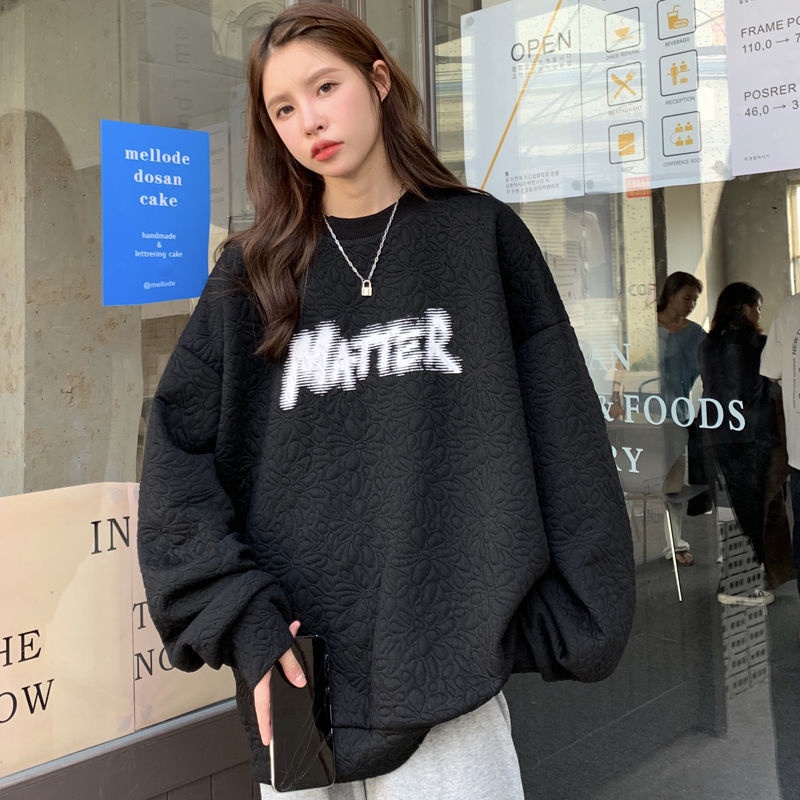 Áo Len Nữ Oversized Tay Dài Vải Jacquard Mỏng Vintage