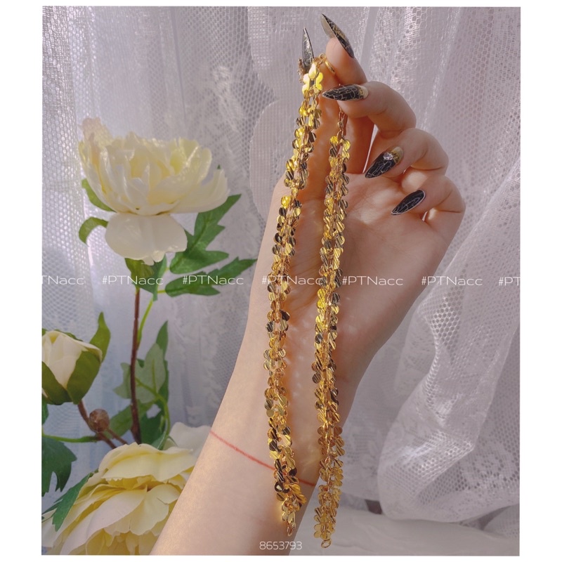 Các mẫu lắc tay xoắn lá, lắc xoắn hoa mai xi bạch kim nhiều size, điều chỉnh kích thước theo size tay .PTNACC.