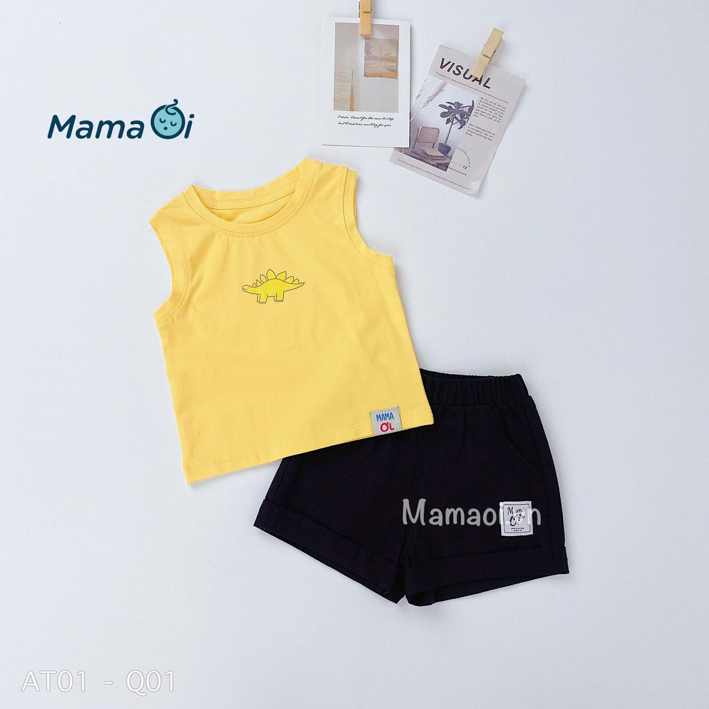 AT01 Áo ba lỗ in hình khủng long vải thun cotton co dãn 4 chiều áo mùa hè từ 0-3 tuổi của Mama Ơi- Thời trang cho bé