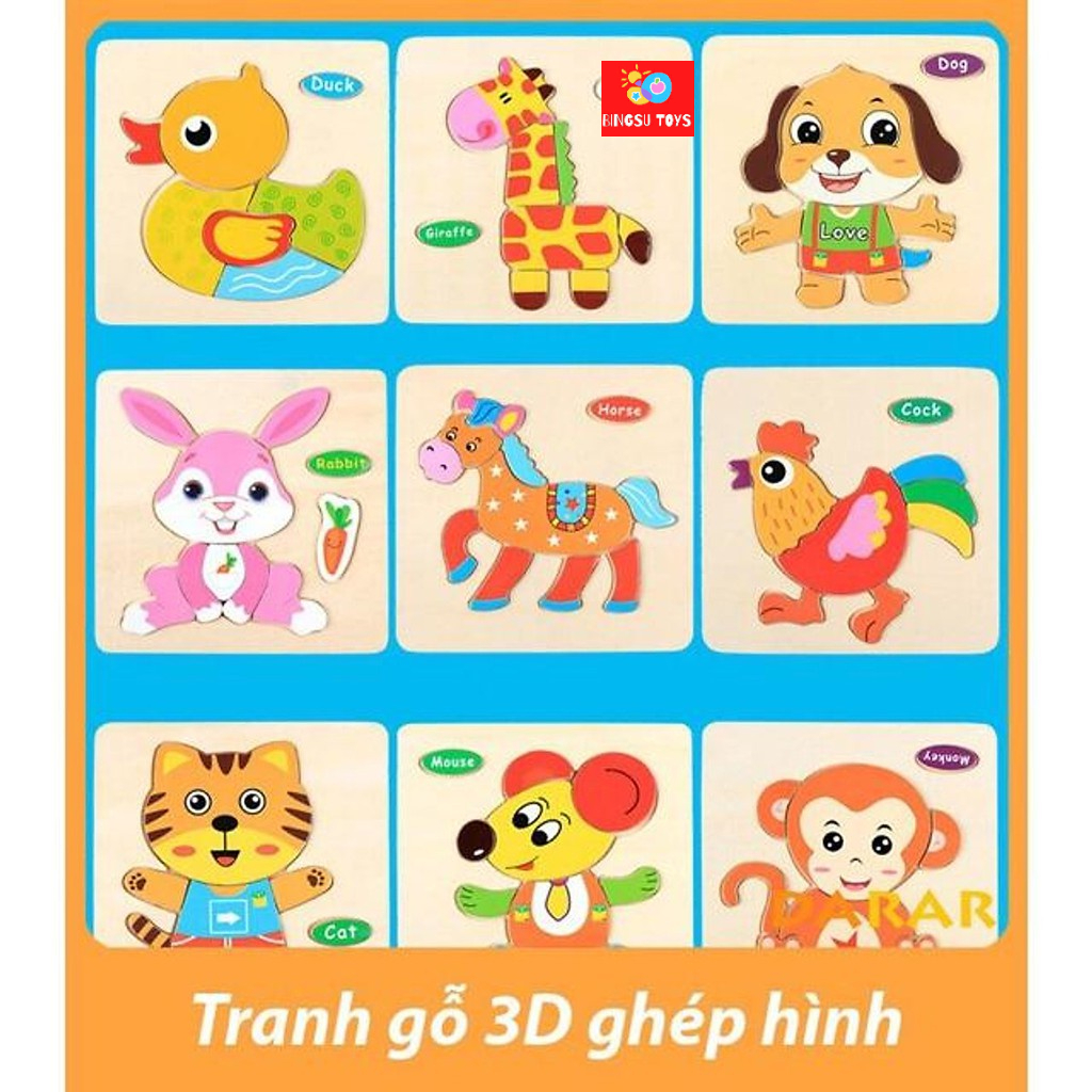 Tranh ghép hình 3D bằng gỗ nổi cho bé