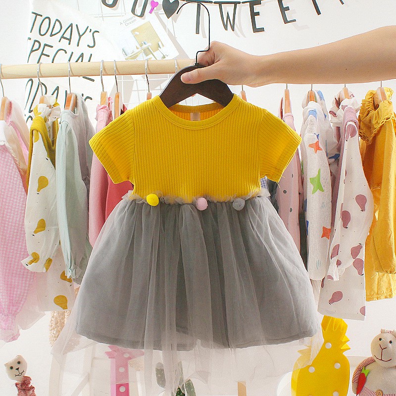 Đầm váy công chúa cho bé gân tăm, ren mềm mại xinh xắn 3 màu chọn lựa size 5-12kg