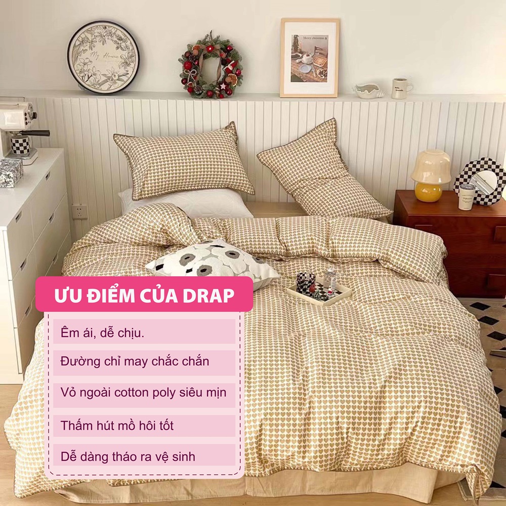 Bộ chăn ga gối chất cotton poly nhập khẩu họa tiết hoa lá cành - chăn ga Hàn Quốc đủ size miễn phí bo chun