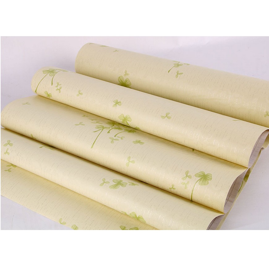 Decal giấy dán tường hoa ba cánh xanh (khổ rộng 0.45m)