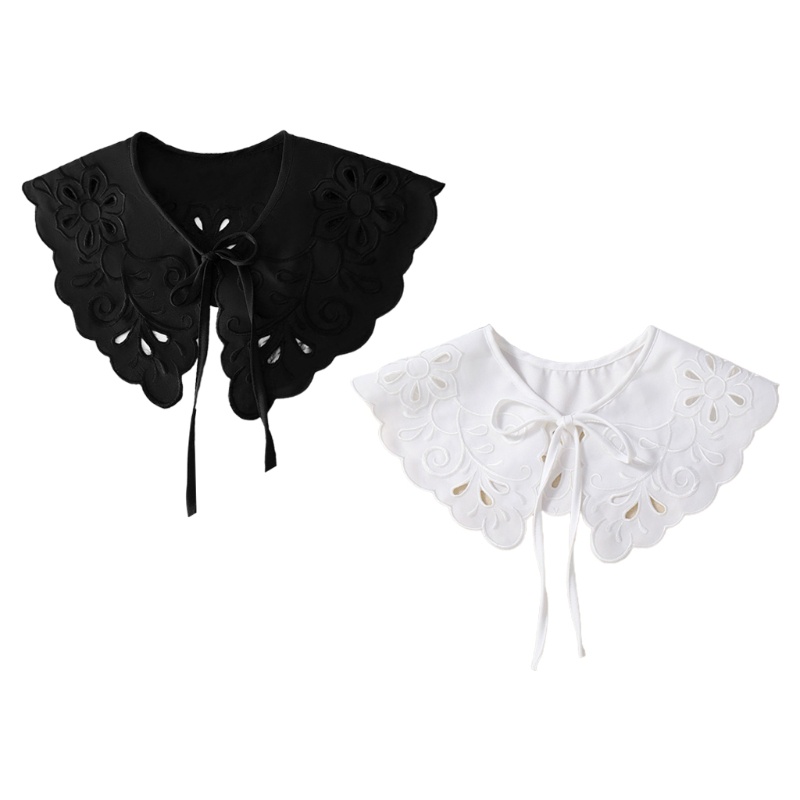 Yoioi Áo Choàng Poncho Mini Quấn Vai Giả Thêu Họa Tiết Rỗng Có Thể Tháo Rời Thanh Lịch Cho Nữ