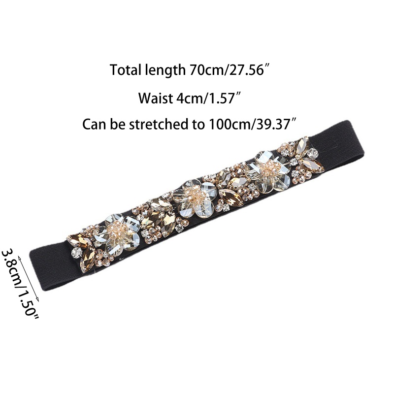 Thắt Lưng Co Giãn Đính Đá Hình Hoa Dành Cho Nữ
