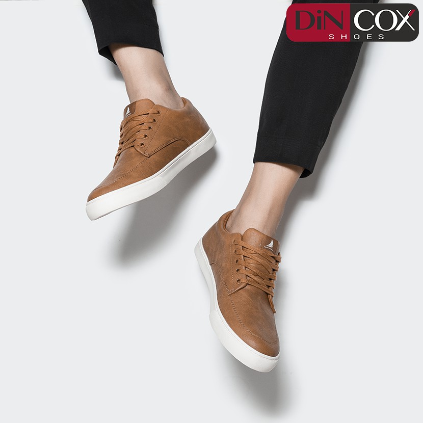 Giày Sneaker Da Nam DINCOX D06 Thể Thao, Năng Động Tan/White