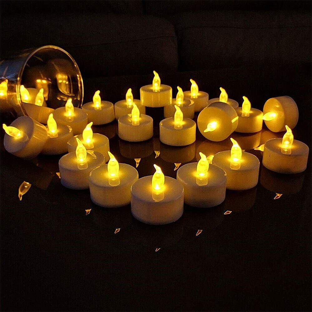 Set 12 Đèn LED Hình Nến Bằng Nhựa Sử Dụng Pin Trang Trí Tiệc Cưới