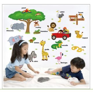 decal dán tường từ vựng con vật