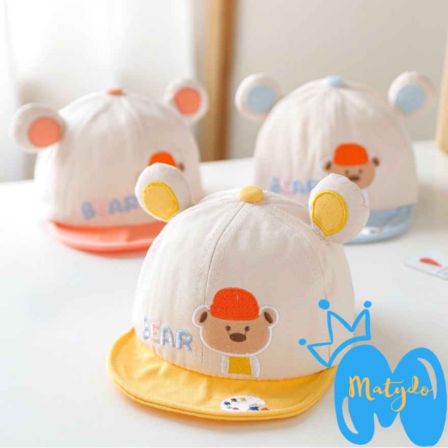Mũ lưỡi trai cho bé gái bé trai nón hình gấu BEAR thêu đáng yêu phụ kiện trẻ em