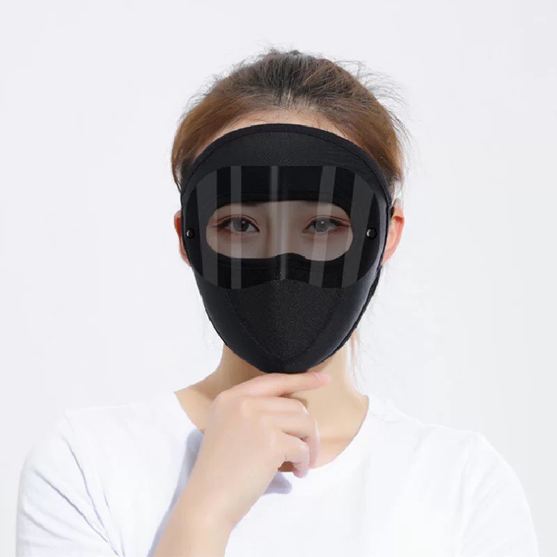 Khẩu trang Ninja kín mặt chất liệu co giãn có kính râm chống nắng, chống tia UV, chống bụi, có lỗ thoáng khí