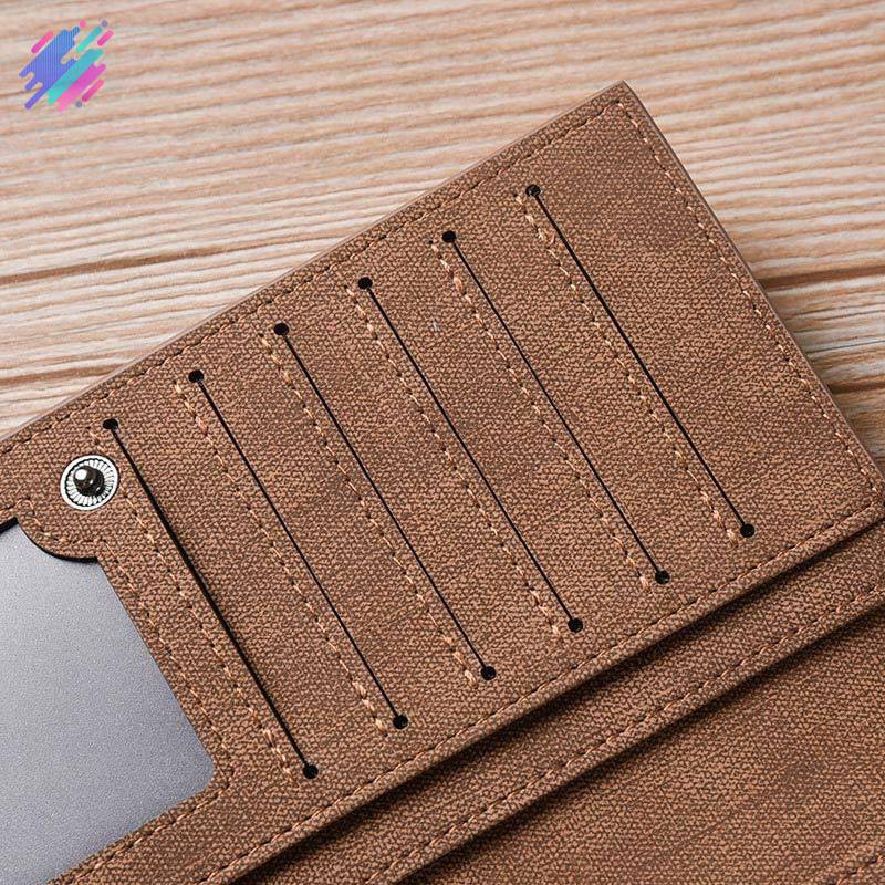 bóp da PU dáng dài màu nhám đơn giản có ngăn đựng thẻ cho nam