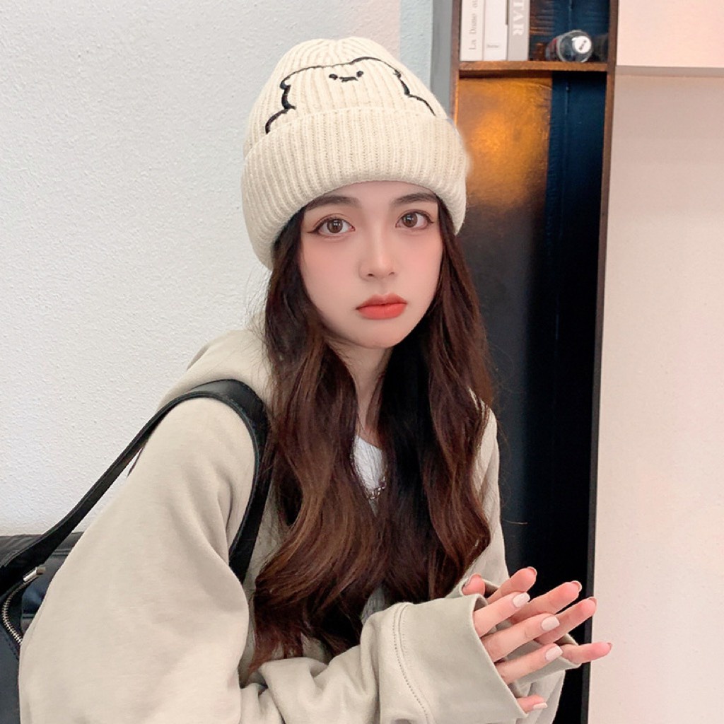 Mũ Len nữ Bluehope mũ len Beanie mùa đông Hình gấu nhiều màu giá rẻ mẫu mới hất 2023 MGT