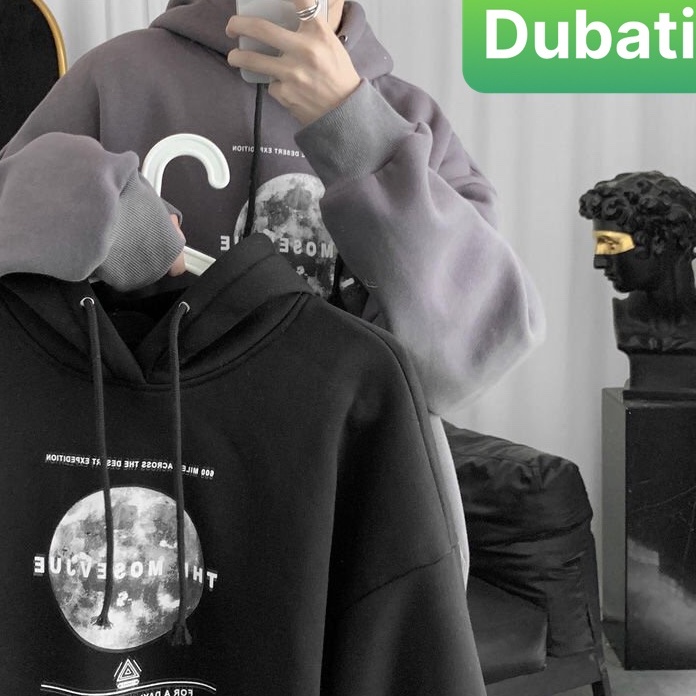 ÁO KHOÁC HOODIE NAM NỮ CHẤT NỈ DÀY PHOM FROM RỘNG ĐEN MẶT TRĂNG SÀNH ĐIỆU HOT NHẤT 2021 -DUBATI FASHION